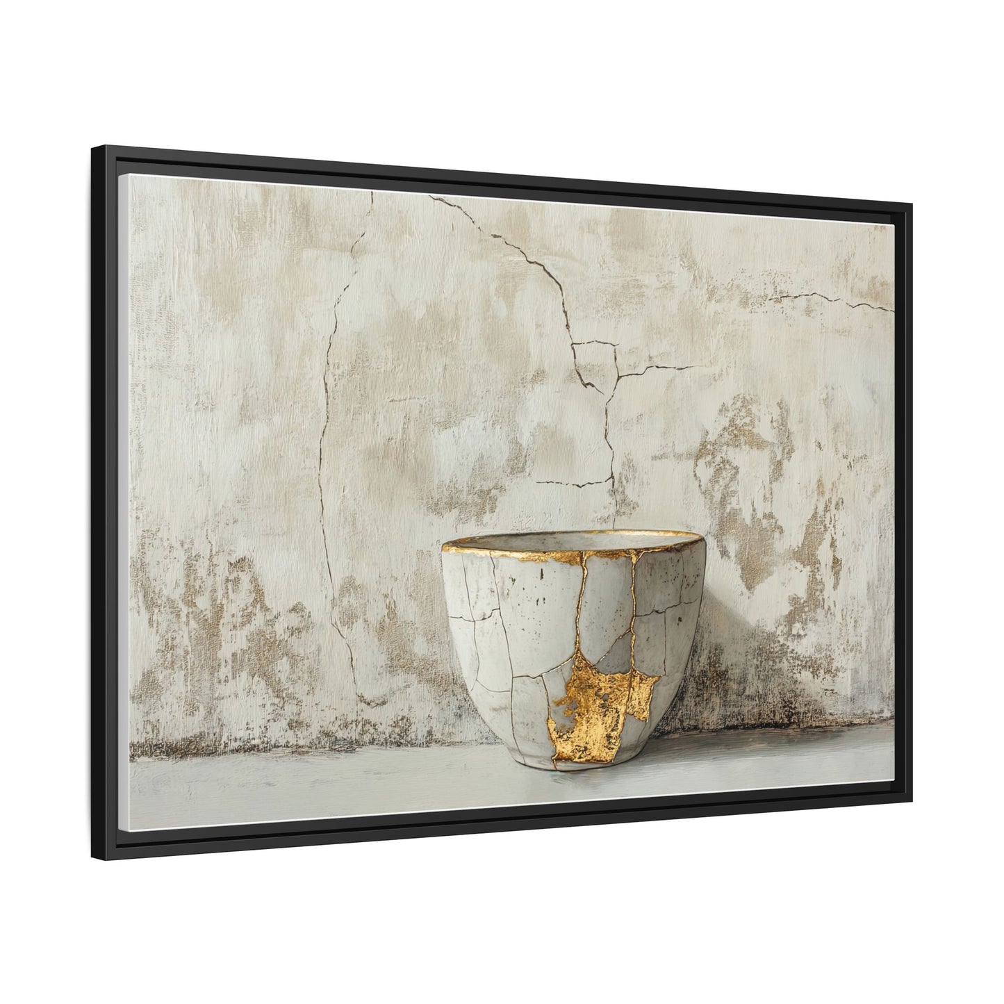 Elegant Kintsugi Framed Matte Canvas Art (W_002F)