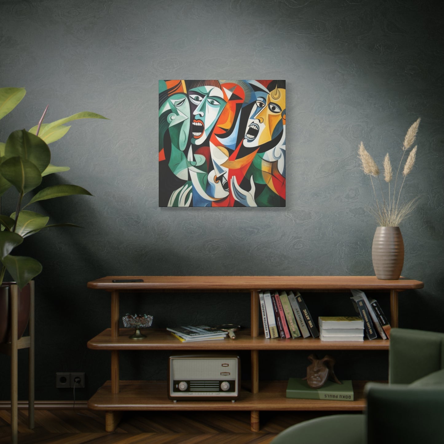 "Emotional Symphony" Expressive Cubist Printed Canvas