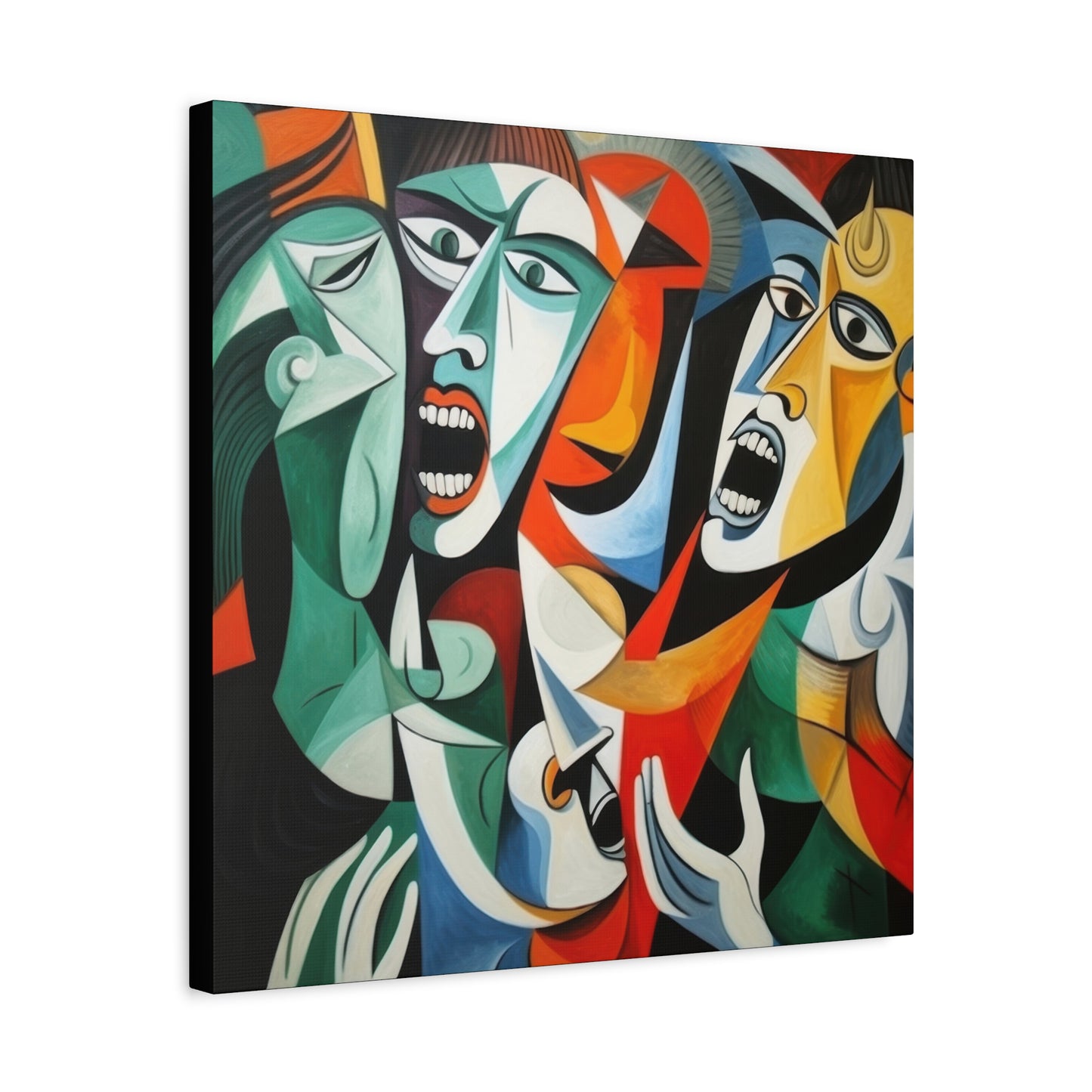 "Emotional Symphony" Expressive Cubist Printed Canvas