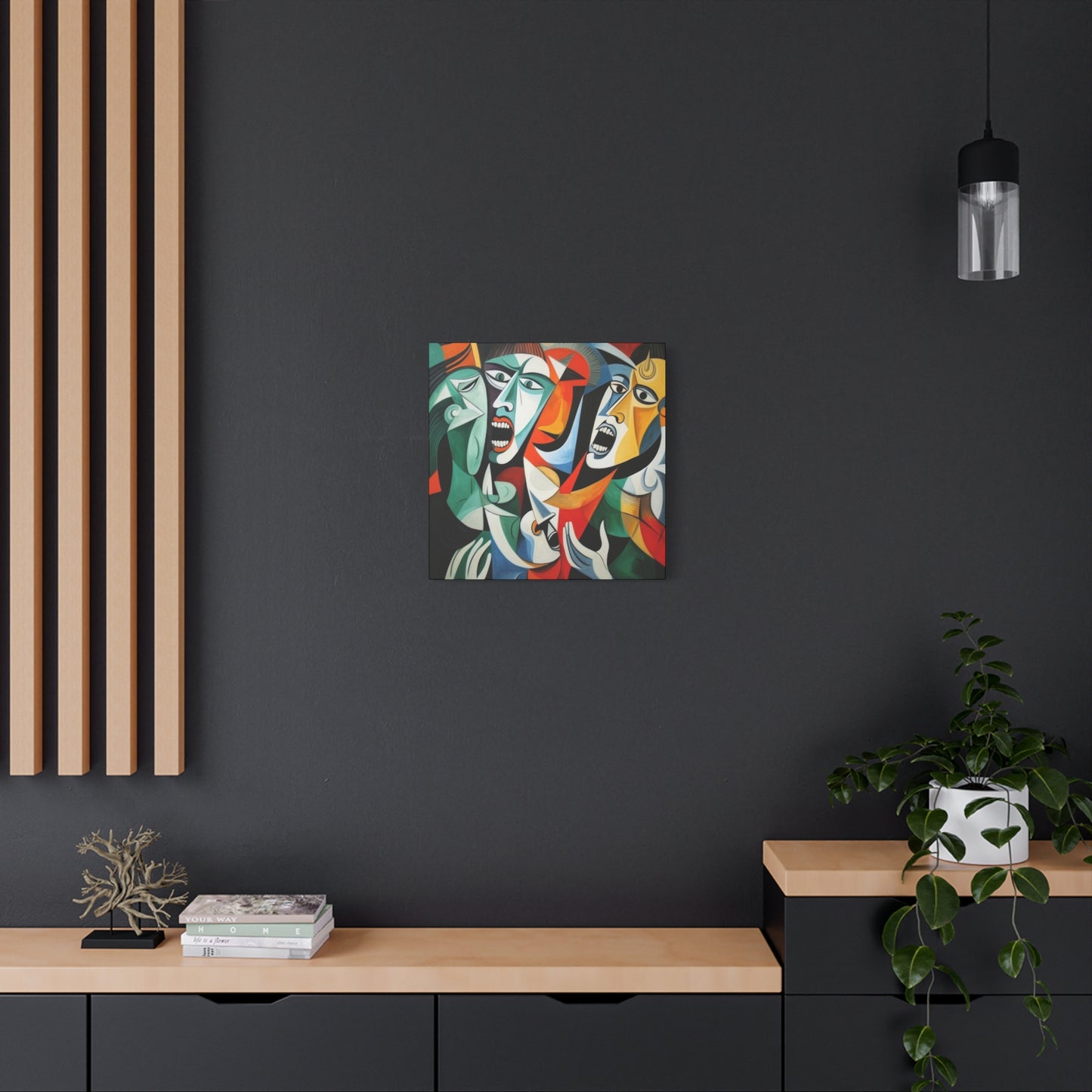 "Emotional Symphony" Expressive Cubist Printed Canvas
