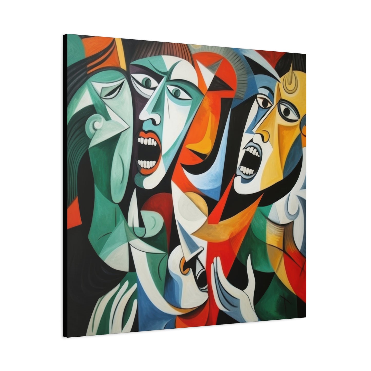 "Emotional Symphony" Expressive Cubist Printed Canvas