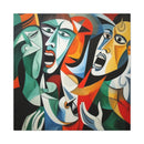 "Emotional Symphony" Expressive Cubist Printed Canvas