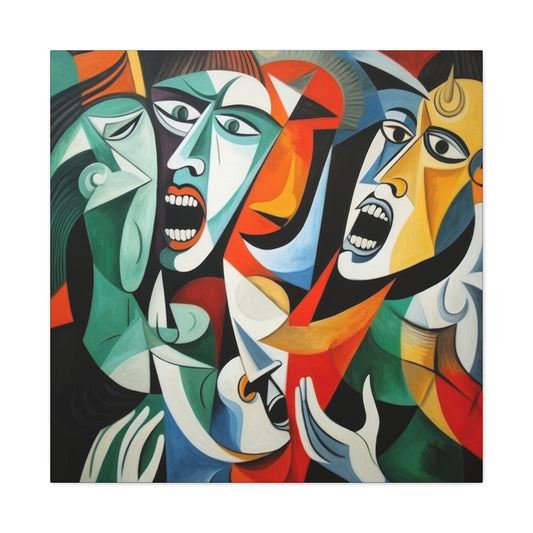 "Emotional Symphony" Expressive Cubist Printed Canvas