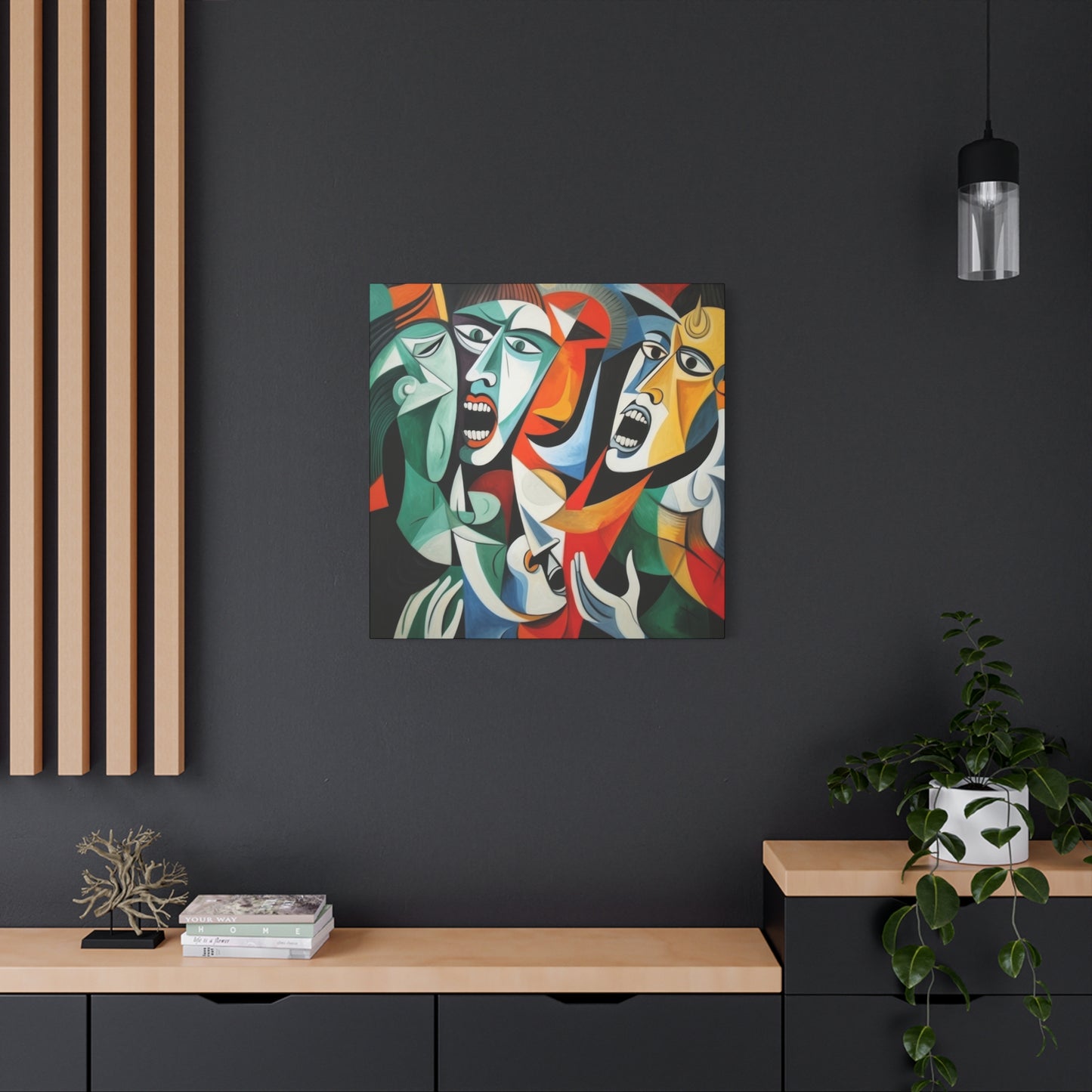 "Emotional Symphony" Expressive Cubist Printed Canvas