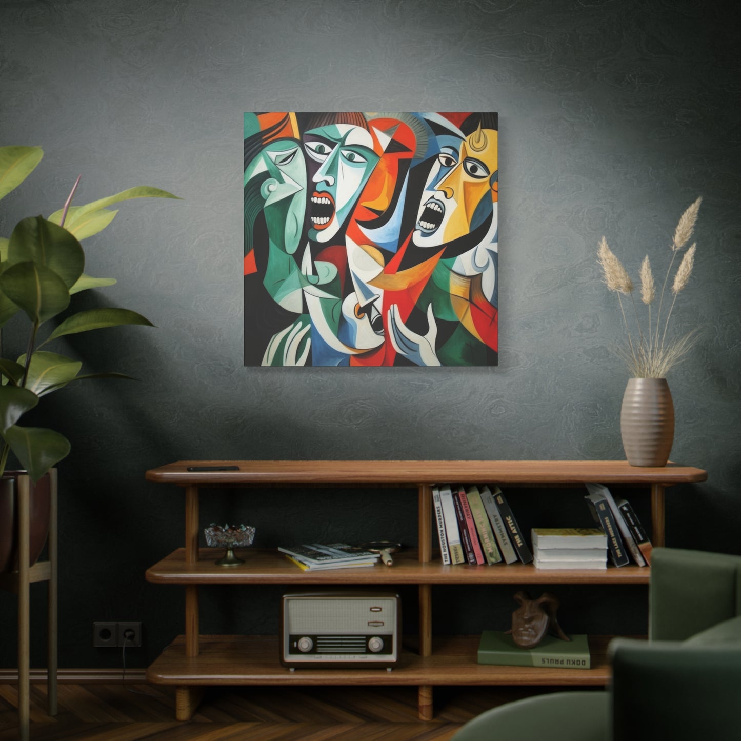 "Emotional Symphony" Expressive Cubist Printed Canvas