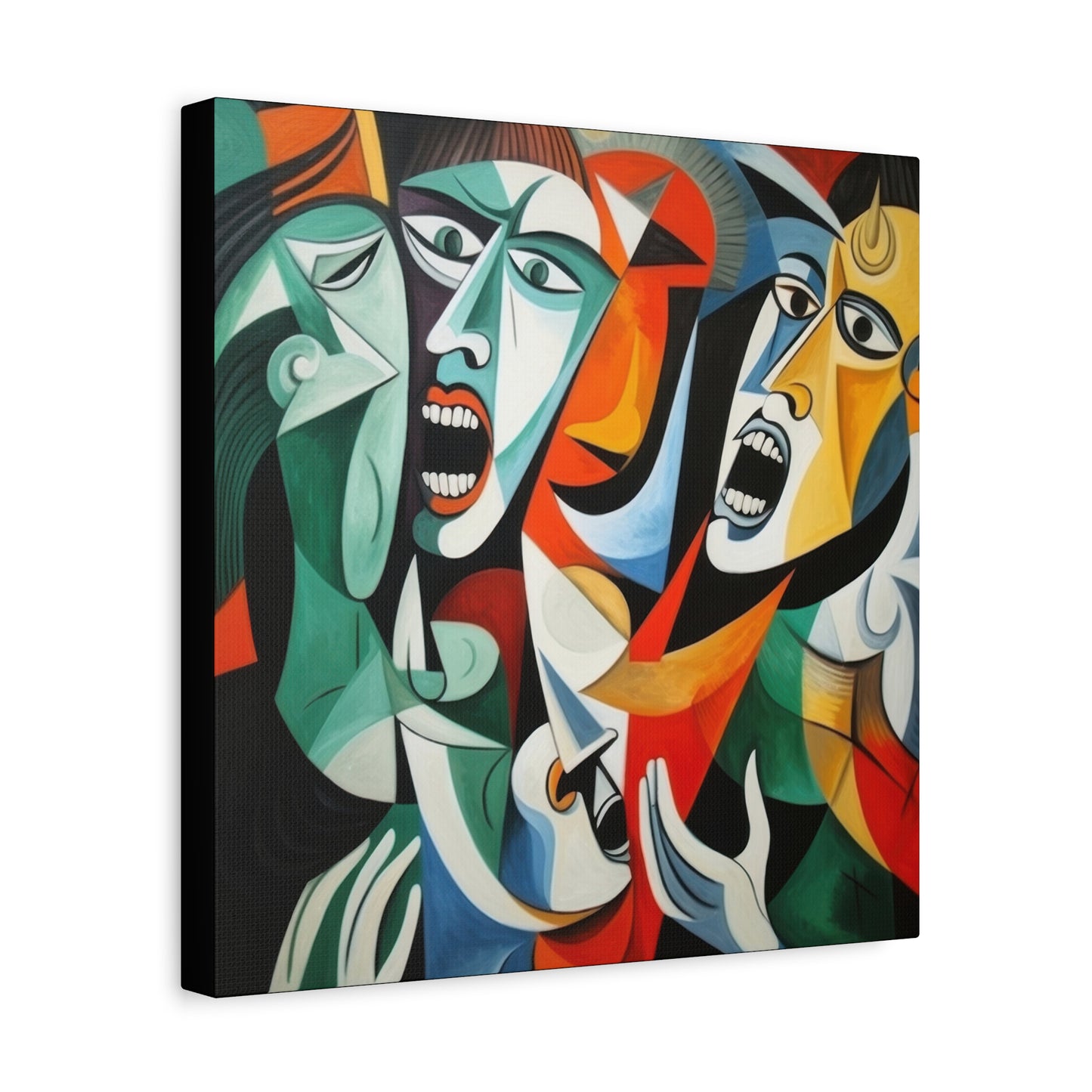 "Emotional Symphony" Expressive Cubist Printed Canvas