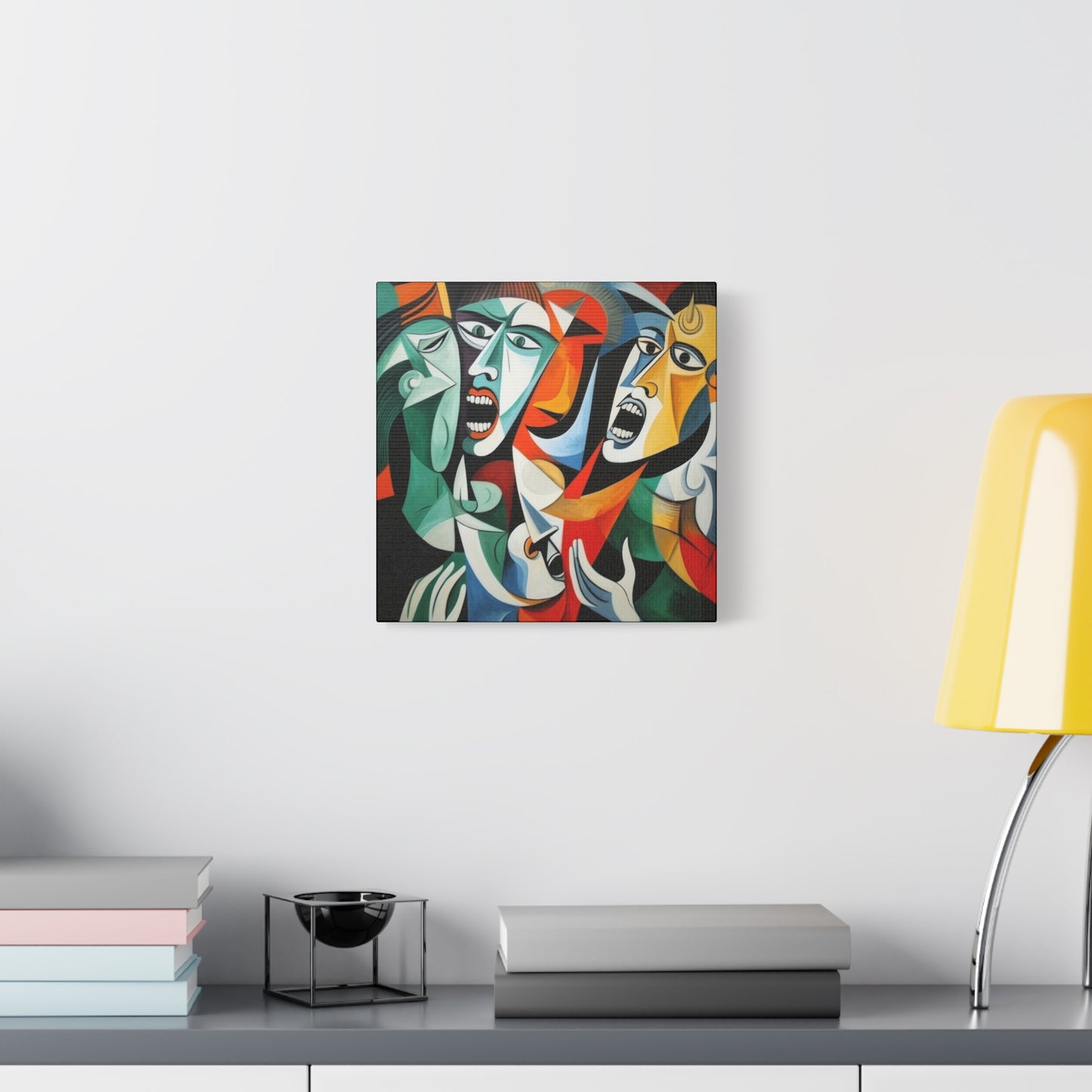 "Emotional Symphony" Expressive Cubist Printed Canvas