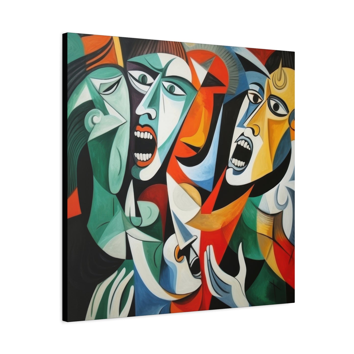 "Emotional Symphony" Expressive Cubist Printed Canvas