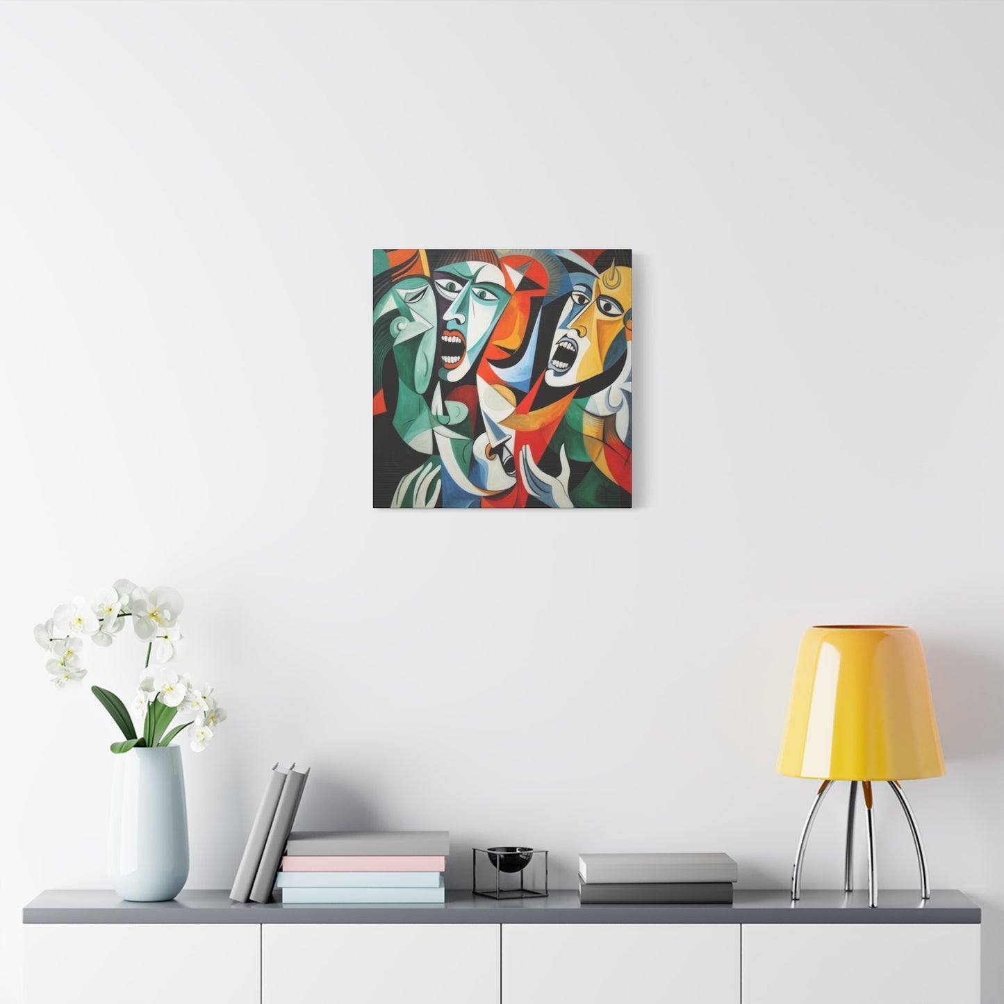 "Emotional Symphony" Expressive Cubist Printed Canvas