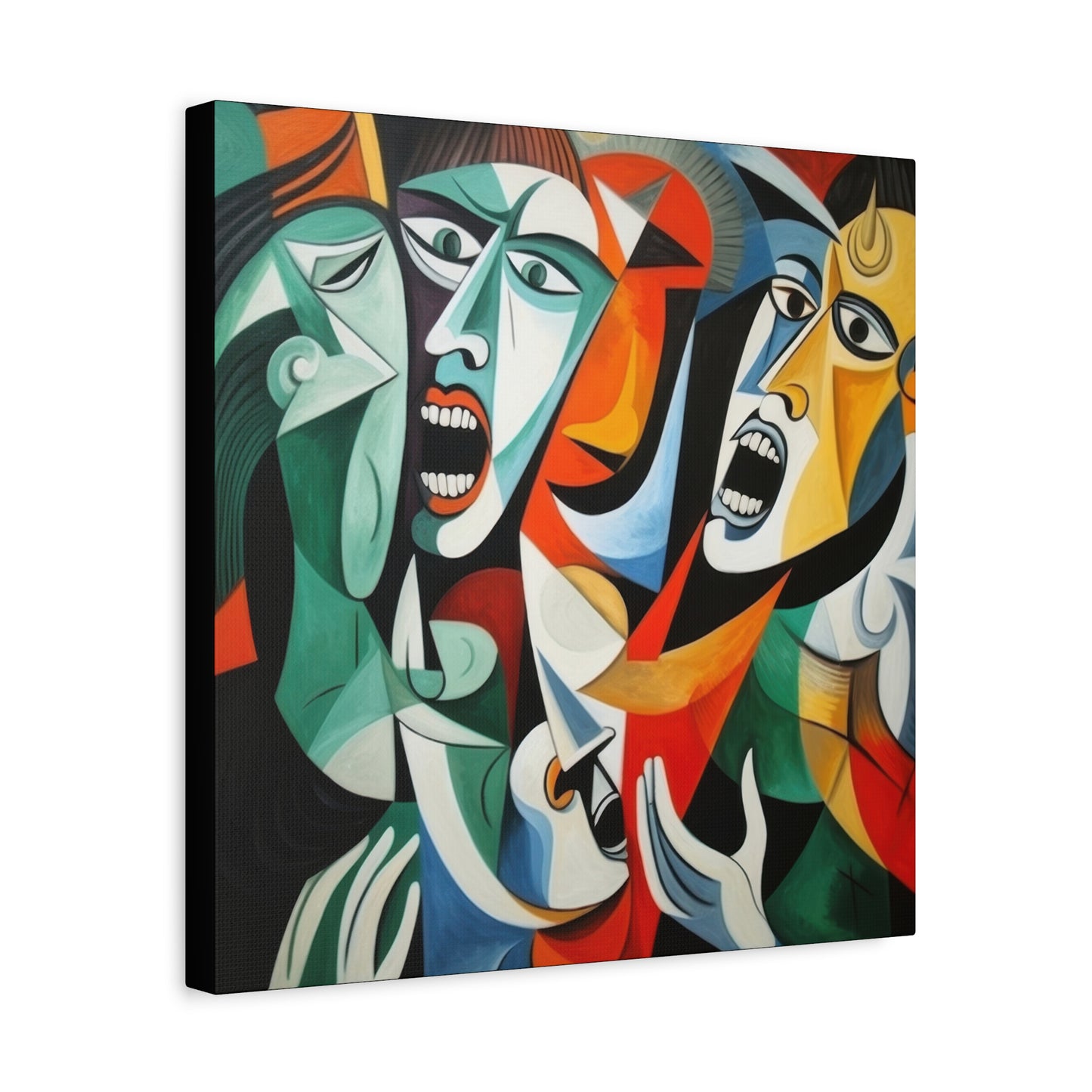 "Emotional Symphony" Expressive Cubist Printed Canvas