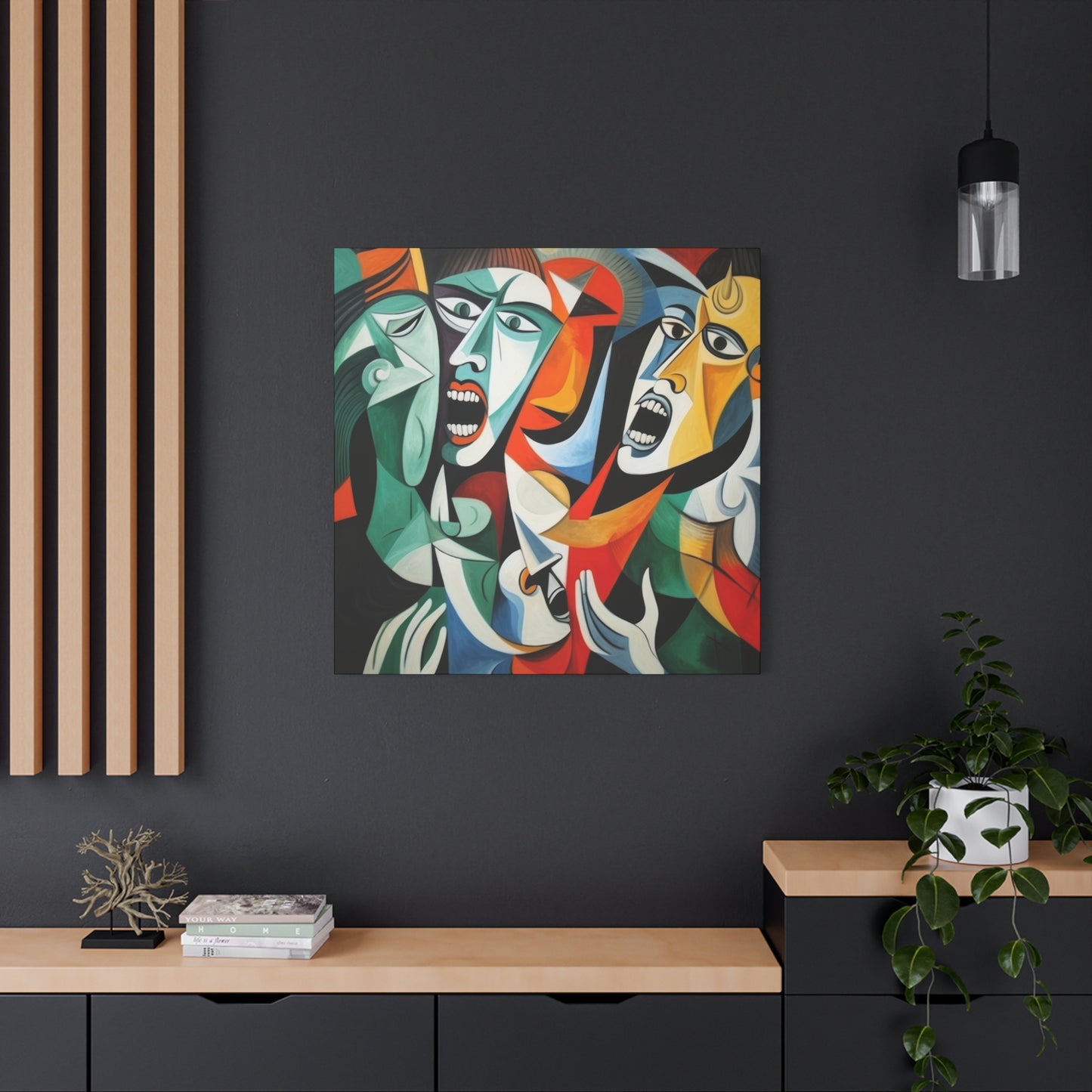 "Emotional Symphony" Expressive Cubist Printed Canvas