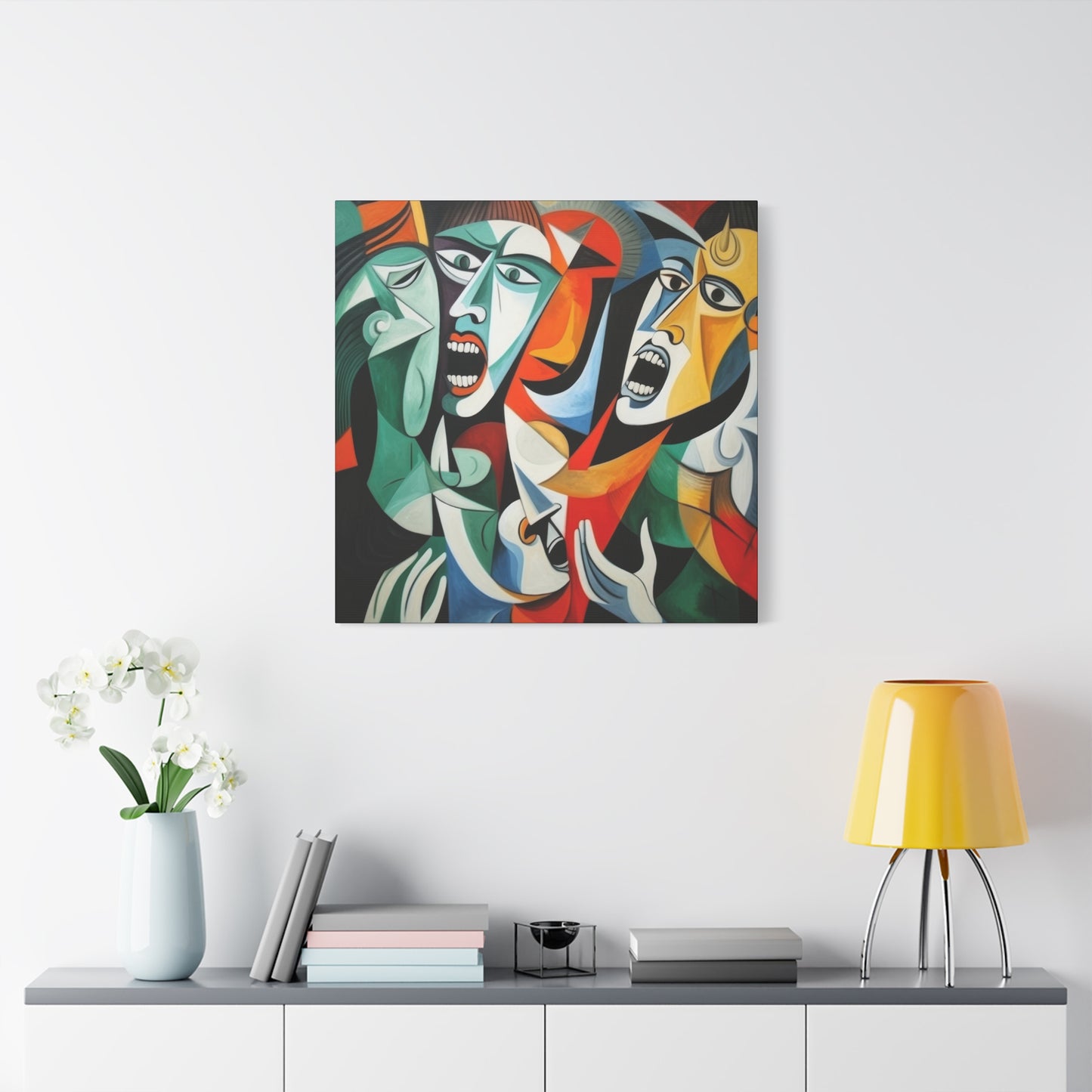 "Emotional Symphony" Expressive Cubist Printed Canvas