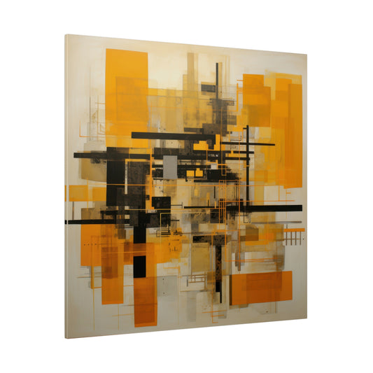 Metropolis Abstract: Golden Geometric Canvas