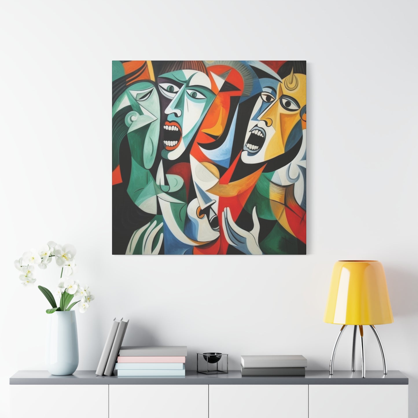 "Emotional Symphony" Expressive Cubist Printed Canvas