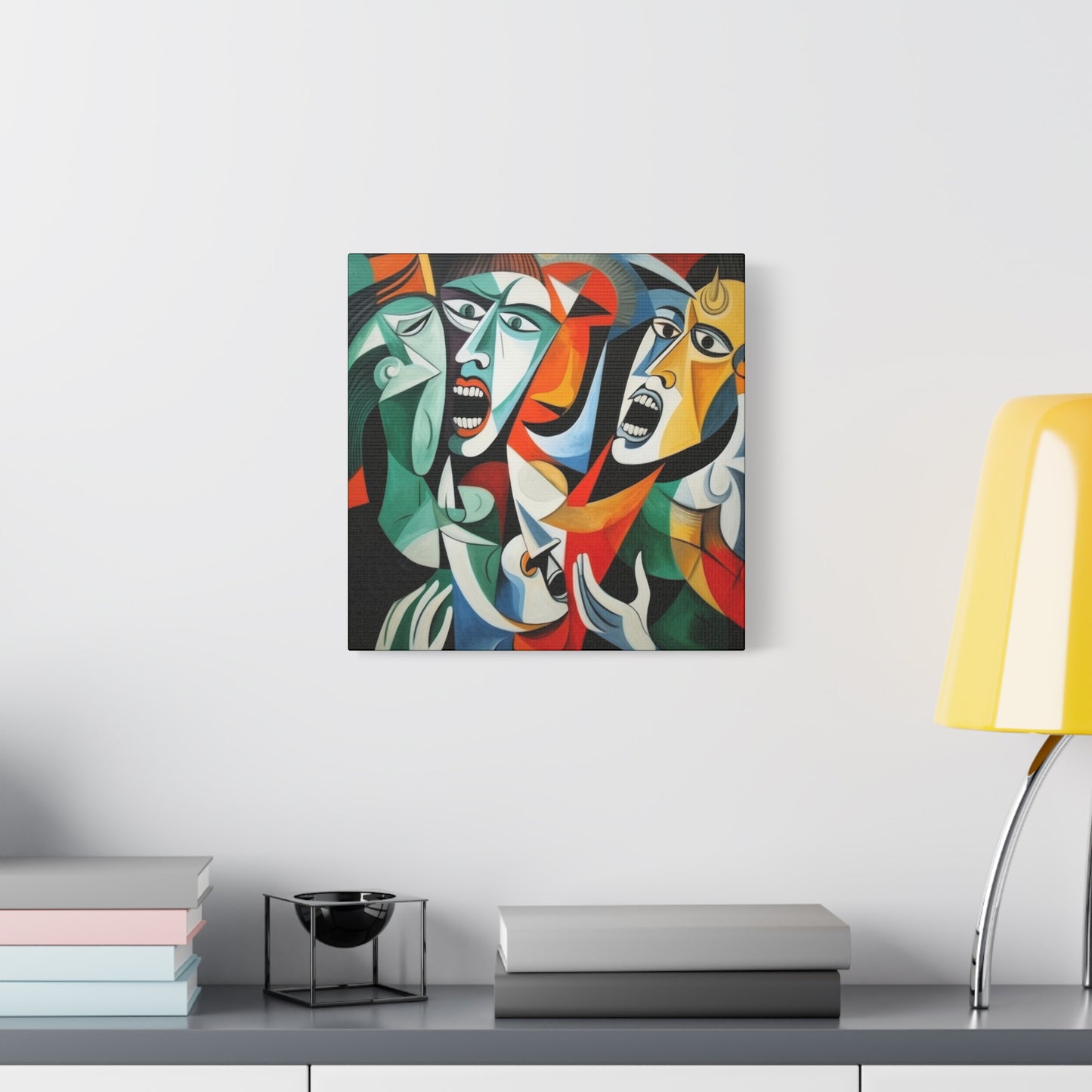 "Emotional Symphony" Expressive Cubist Printed Canvas